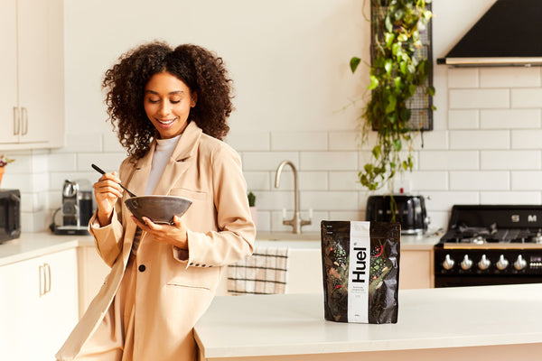 Woman eating Huel