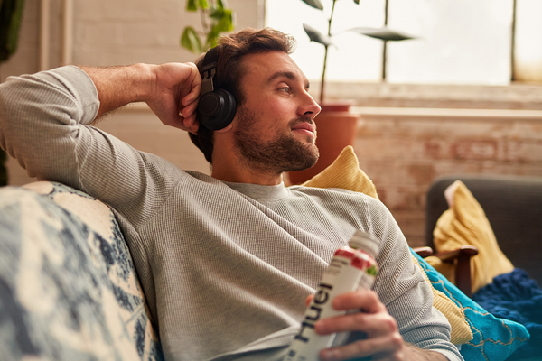 Man listening to podcasts